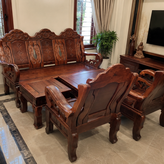 Bàn Ghế Gỗ Phòng Khách 02